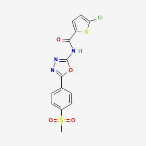molecular formula C14H10ClN3O4S2 B2975715 5-chloro-N-[5-(4-methylsulfonylphenyl)-1,3,4-oxadiazol-2-yl]thiophene-2-carboxamide CAS No. 886911-06-4