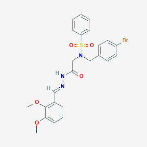 molecular formula C24H24BrN3O5S B297572 N-(4-bromobenzyl)-N-{2-[2-(2,3-dimethoxybenzylidene)hydrazino]-2-oxoethyl}benzenesulfonamide 