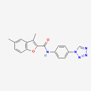molecular formula C18H15N5O2 B2975720 3,5-dimethyl-N-[4-(1H-tetrazol-1-yl)phenyl]-1-benzofuran-2-carboxamide CAS No. 951901-90-9