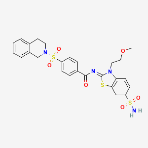 (Z)-4-((3,4-dihydroisoquinolin-2(1H)-yl)sulfonyl)-N-(3-(2-methoxyethyl)-6-sulfamoylbenzo[d]thiazol-2(3H)-ylidene)benzamide