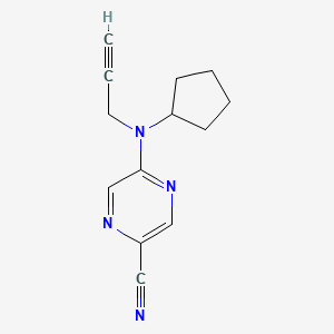 molecular formula C13H14N4 B2975726 5-[Cyclopentyl(prop-2-ynyl)amino]pyrazine-2-carbonitrile CAS No. 1825687-58-8