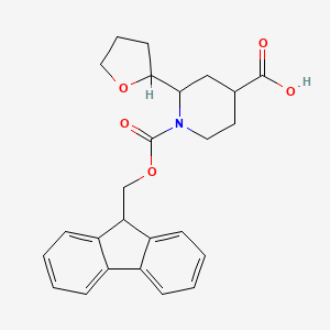 molecular formula C25H27NO5 B2975733 1-[(9H-芴-9-基甲氧基)羰基]-2-(氧杂环戊-2-基)哌啶-4-羧酸 CAS No. 2137793-34-9