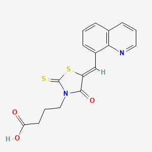 molecular formula C17H14N2O3S2 B2975739 (Z)-4-(4-oxo-5-(quinolin-8-ylmethylene)-2-thioxothiazolidin-3-yl)butanoic acid CAS No. 676652-46-3