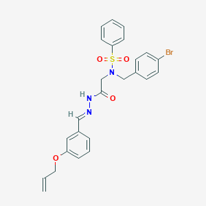 molecular formula C25H24BrN3O4S B297574 N-(2-{2-[3-(allyloxy)benzylidene]hydrazino}-2-oxoethyl)-N-(4-bromobenzyl)benzenesulfonamide 