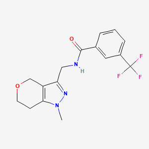 molecular formula C16H16F3N3O2 B2975744 N-((1-methyl-1,4,6,7-tetrahydropyrano[4,3-c]pyrazol-3-yl)methyl)-3-(trifluoromethyl)benzamide CAS No. 1797893-06-1