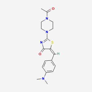 molecular formula C18H22N4O2S B2975749 (E)-2-(4-acetylpiperazin-1-yl)-5-(4-(dimethylamino)benzylidene)thiazol-4(5H)-one CAS No. 370849-56-2