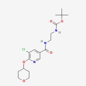 molecular formula C18H26ClN3O5 B2975753 tert-butyl (2-(5-chloro-6-((tetrahydro-2H-pyran-4-yl)oxy)nicotinamido)ethyl)carbamate CAS No. 1903463-00-2