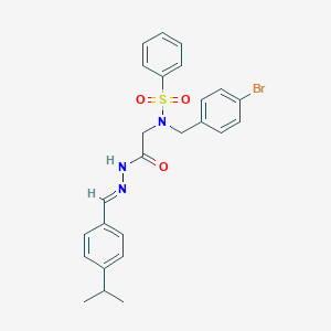 molecular formula C25H26BrN3O3S B297576 N-(4-bromobenzyl)-N-{2-[2-(4-isopropylbenzylidene)hydrazino]-2-oxoethyl}benzenesulfonamide 