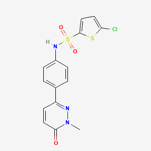 molecular formula C15H12ClN3O3S2 B2975762 5-chloro-N-(4-(1-methyl-6-oxo-1,6-dihydropyridazin-3-yl)phenyl)thiophene-2-sulfonamide CAS No. 899974-23-3