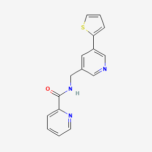 molecular formula C16H13N3OS B2975769 N-((5-(thiophen-2-yl)pyridin-3-yl)methyl)picolinamide CAS No. 2034491-41-1