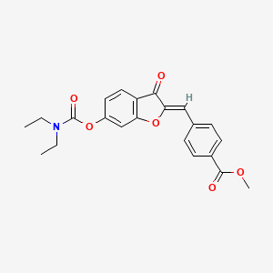 molecular formula C22H21NO6 B2975770 (Z)-methyl 4-((6-((diethylcarbamoyl)oxy)-3-oxobenzofuran-2(3H)-ylidene)methyl)benzoate CAS No. 848740-93-2