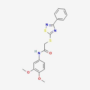 molecular formula C18H17N3O3S2 B2975771 N-(3,4-dimethoxyphenyl)-2-((3-phenyl-1,2,4-thiadiazol-5-yl)thio)acetamide CAS No. 864856-16-6