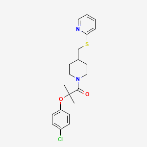 2-(4-Chlorophenoxy)-2-methyl-1-(4-((pyridin-2-ylthio)methyl)piperidin-1-yl)propan-1-one