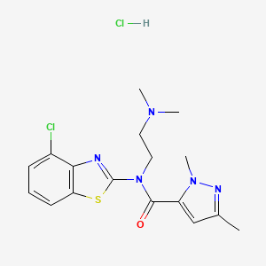 molecular formula C17H21Cl2N5OS B2975779 N-(4-chlorobenzo[d]thiazol-2-yl)-N-(2-(dimethylamino)ethyl)-1,3-dimethyl-1H-pyrazole-5-carboxamide hydrochloride CAS No. 1216452-32-2