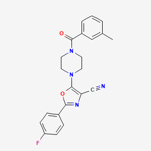 molecular formula C22H19FN4O2 B2975780 2-(4-Fluorophenyl)-5-(4-(3-methylbenzoyl)piperazin-1-yl)oxazole-4-carbonitrile CAS No. 946244-71-9