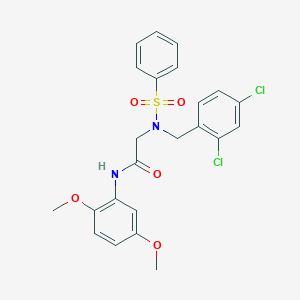 molecular formula C23H22Cl2N2O5S B297579 2-[(2,4-dichlorobenzyl)(phenylsulfonyl)amino]-N-(2,5-dimethoxyphenyl)acetamide 