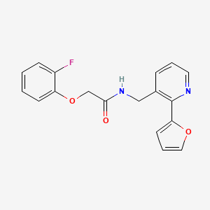 molecular formula C18H15FN2O3 B2975790 2-(2-fluorophenoxy)-N-((2-(furan-2-yl)pyridin-3-yl)methyl)acetamide CAS No. 2034248-38-7