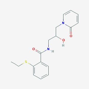 molecular formula C17H20N2O3S B2975798 2-(乙硫代)-N-(2-羟基-3-(2-氧代吡啶-1(2H)-基)丙基)苯甲酰胺 CAS No. 1797720-83-2