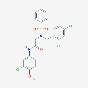 molecular formula C22H19Cl3N2O4S B297580 N-(3-chloro-4-methoxyphenyl)-2-[(2,4-dichlorobenzyl)(phenylsulfonyl)amino]acetamide 