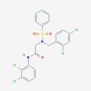 molecular formula C21H16Cl4N2O3S B297581 2-[(2,4-dichlorobenzyl)(phenylsulfonyl)amino]-N-(2,3-dichlorophenyl)acetamide 