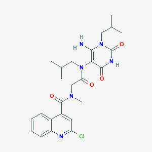 molecular formula C25H31ClN6O4 B2975811 N-[2-[[6-amino-1-(2-methylpropyl)-2,4-dioxopyrimidin-5-yl]-(2-methylpropyl)amino]-2-oxoethyl]-2-chloro-N-methylquinoline-4-carboxamide CAS No. 1147339-25-0