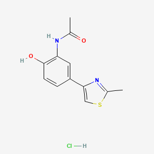 molecular formula C12H13ClN2O2S B2975821 N-[2-hydroxy-5-(2-methyl-1,3-thiazol-4-yl)phenyl]acetamide hydrochloride CAS No. 1052550-99-8