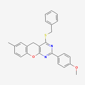 molecular formula C26H22N2O2S B2975822 4-(benzylthio)-2-(4-methoxyphenyl)-7-methyl-5H-chromeno[2,3-d]pyrimidine CAS No. 899760-15-7