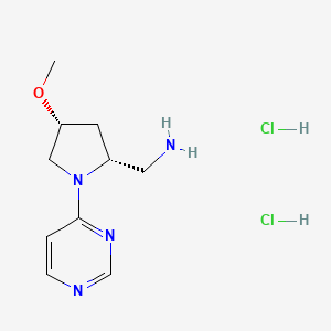 [(2R,4R)-4-methoxy-1-(pyrimidin-4-yl)pyrrolidin-2-yl]methanamine dihydrochloride