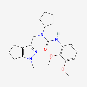 molecular formula C22H30N4O3 B2975832 1-Cyclopentyl-3-(2,3-dimethoxyphenyl)-1-((1-methyl-1,4,5,6-tetrahydrocyclopenta[c]pyrazol-3-yl)methyl)urea CAS No. 2034437-53-9