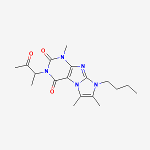 molecular formula C18H25N5O3 B2975833 6-丁基-4,7,8-三甲基-2-(3-氧代丁-2-基)嘌呤[7,8-a]咪唑-1,3-二酮 CAS No. 896312-75-7