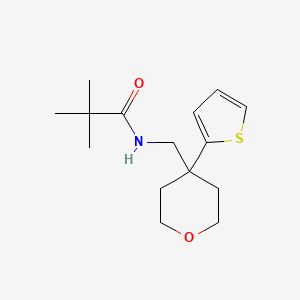 molecular formula C15H23NO2S B2975837 N-((4-(thiophen-2-yl)tetrahydro-2H-pyran-4-yl)methyl)pivalamide CAS No. 1203296-78-9