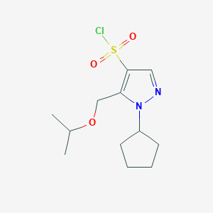 molecular formula C12H19ClN2O3S B2975839 1-cyclopentyl-5-(isopropoxymethyl)-1H-pyrazole-4-sulfonyl chloride CAS No. 1856091-14-9