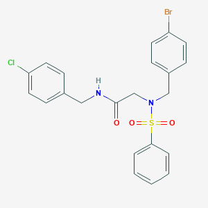 molecular formula C22H20BrClN2O3S B297584 2-[(4-bromobenzyl)(phenylsulfonyl)amino]-N-(4-chlorobenzyl)acetamide 