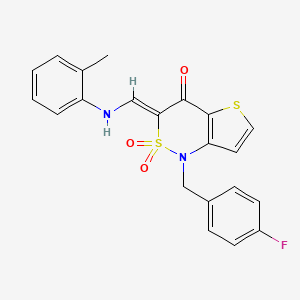 (3Z)-1-(4-fluorobenzyl)-3-{[(2-methylphenyl)amino]methylene}-1H-thieno[3,2-c][1,2]thiazin-4(3H)-one 2,2-dioxide