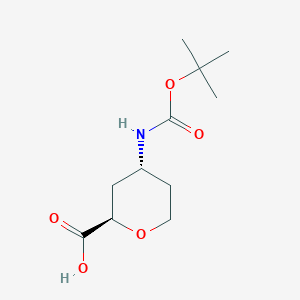 molecular formula C11H19NO5 B2975842 rel-(2R,4R)-4-(tert-Butoxycarbonylamino)tetrahydropyran-2-carboxylic acid CAS No. 2137817-97-9