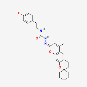 (E)-N-(4-methoxyphenethyl)-2-(6'-methyl-3'H-spiro[cyclohexane-1,2'-pyrano[3,2-g]chromen]-8'(4'H)-ylidene)hydrazinecarboxamide