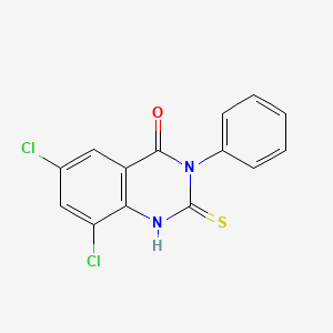molecular formula C14H8Cl2N2OS B2975849 6,8-Dichloro-3-phenyl-2-thioxo-2,3-dihydro-4(1H)-quinazolinone CAS No. 67867-62-3