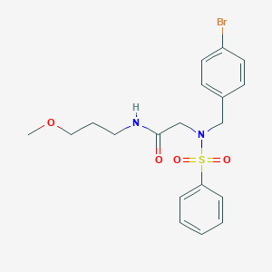 molecular formula C19H23BrN2O4S B297585 2-[(4-bromobenzyl)(phenylsulfonyl)amino]-N-(3-methoxypropyl)acetamide 