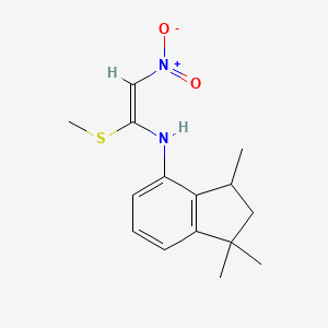 molecular formula C15H20N2O2S B2975858 N-[(E)-1-(methylsulfanyl)-2-nitroethenyl]-N-(1,1,3-trimethyl-2,3-dihydro-1H-inden-4-yl)amine CAS No. 329700-32-5