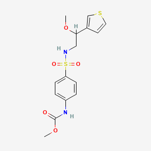 molecular formula C15H18N2O5S2 B2975865 甲基 (4-(N-(2-甲氧基-2-(噻吩-3-基)乙基)磺酰胺基)苯基)氨基甲酸酯 CAS No. 1797290-73-3