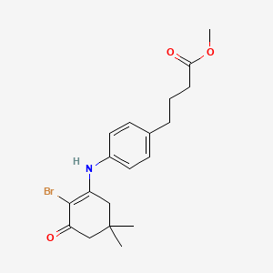molecular formula C19H24BrNO3 B2975870 Methyl 4-{4-[(2-bromo-5,5-dimethyl-3-oxo-1-cyclohexenyl)amino]phenyl}butanoate CAS No. 352225-77-5