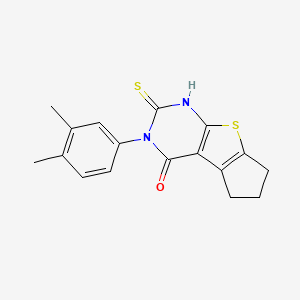 11-(3,4-Dimethylphenyl)-10-sulfanyl-7-thia-9,11-diazatricyclo[6.4.0.0^{2,6}]dodeca-1(8),2(6),9-trien-12-one