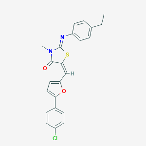 molecular formula C23H19ClN2O2S B297589 (2E,5E)-5-{[5-(4-chlorophenyl)furan-2-yl]methylidene}-2-[(4-ethylphenyl)imino]-3-methyl-1,3-thiazolidin-4-one 