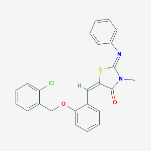 molecular formula C24H19ClN2O2S B297590 (2E,5E)-5-{2-[(2-chlorobenzyl)oxy]benzylidene}-3-methyl-2-(phenylimino)-1,3-thiazolidin-4-one 