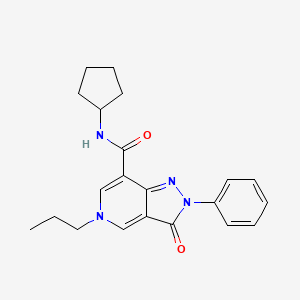 molecular formula C21H24N4O2 B2975902 N-cyclopentyl-3-oxo-2-phenyl-5-propyl-3,5-dihydro-2H-pyrazolo[4,3-c]pyridine-7-carboxamide CAS No. 921881-40-5