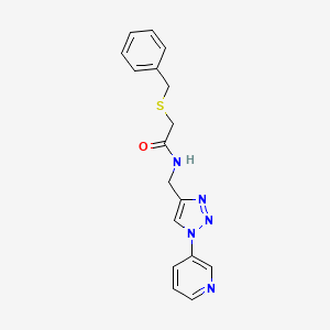 2-(benzylsulfanyl)-N-{[1-(pyridin-3-yl)-1H-1,2,3-triazol-4-yl]methyl}acetamide