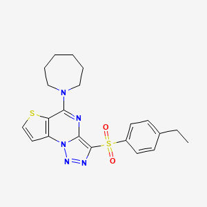 molecular formula C21H23N5O2S2 B2975914 5-氮杂环-1-基-3-[(4-乙基苯基)磺酰基]噻吩并[2,3-e][1,2,3]三唑并[1,5-a]嘧啶 CAS No. 892741-99-0