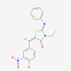 molecular formula C18H14BrN3O3S B297592 (2Z,5E)-5-(4-bromo-3-nitrobenzylidene)-3-ethyl-2-(phenylimino)-1,3-thiazolidin-4-one 