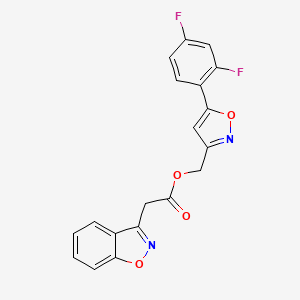 molecular formula C19H12F2N2O4 B2975929 (5-(2,4-Difluorophenyl)isoxazol-3-yl)methyl 2-(benzo[d]isoxazol-3-yl)acetate CAS No. 1210697-80-5