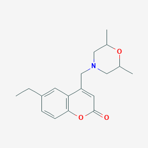 molecular formula C18H23NO3 B2975931 4-((2,6-dimethylmorpholino)methyl)-6-ethyl-2H-chromen-2-one CAS No. 887209-95-2